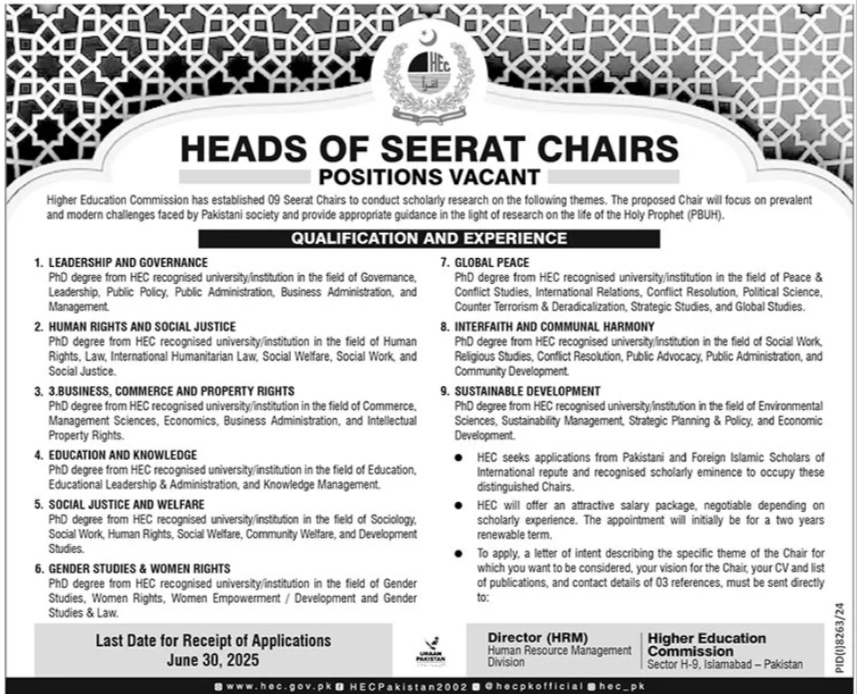 HEC Higher Education Commission Jobs In Islamabad 2025