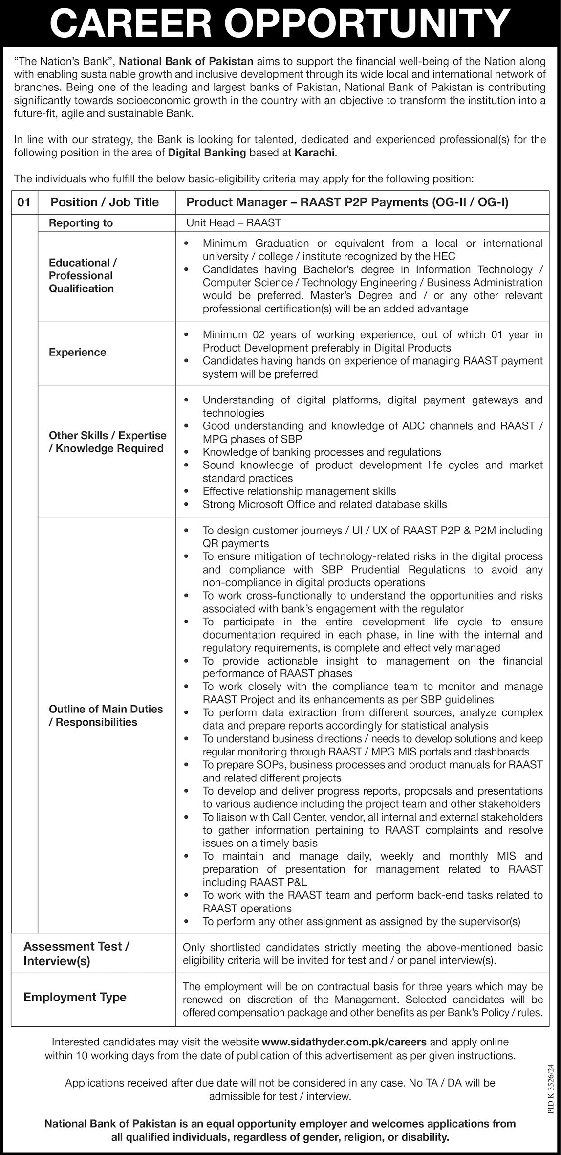 NBP National Bank Of Pakistan Karachi Jobs 2025